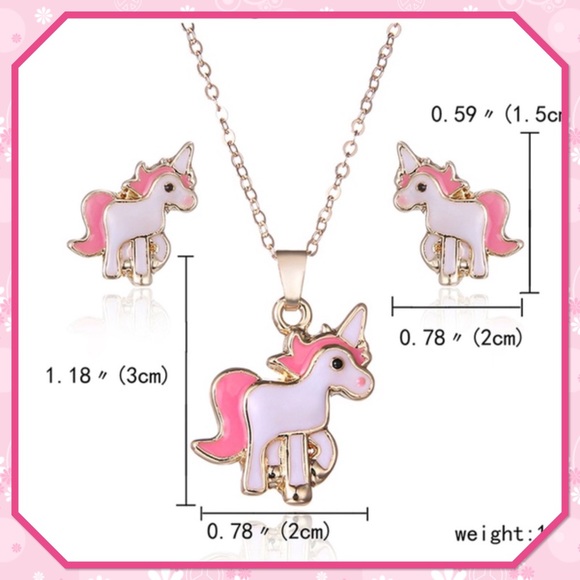 🌸New🌸2/$15🌸Unicorn Necklace & Earrings Set🌸 - Picture 3 of 5